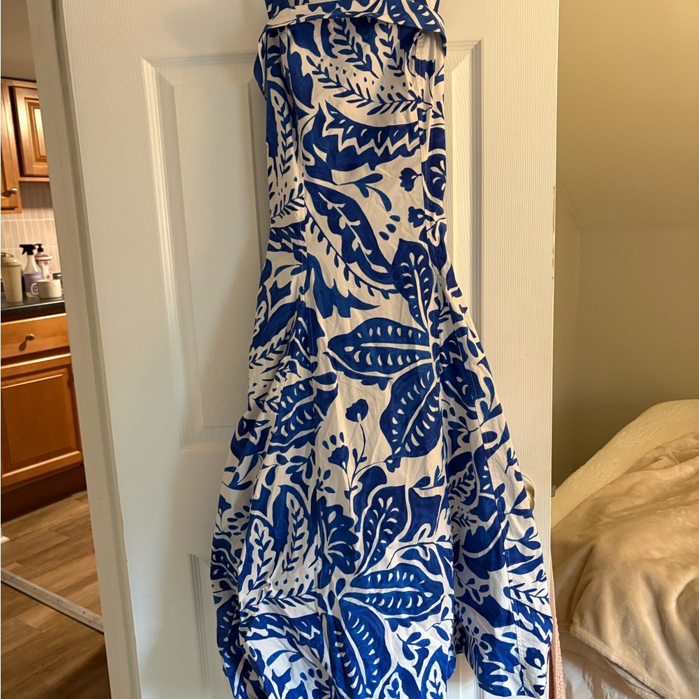 Blue and White Floral Maxi Dress